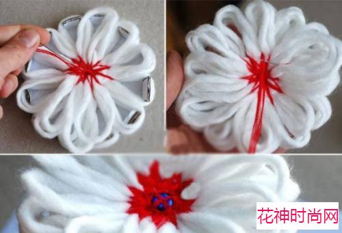 毛线花朵编织方法